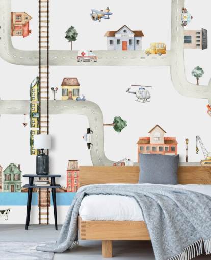 fondo de pantalla infantil de calles, carreteras y vehículos