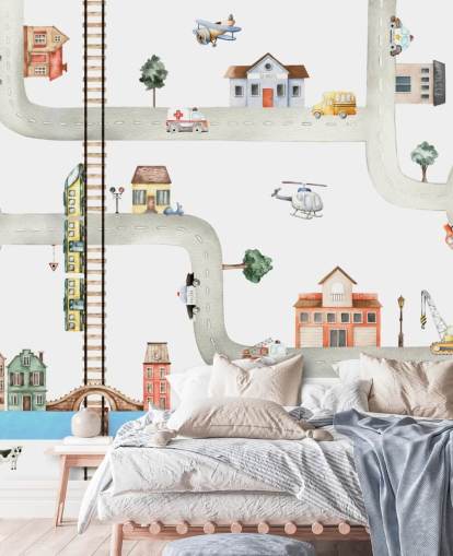 street, road and vehicle kids wallpaper