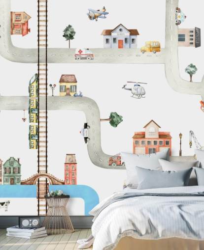 street, road and vehicle kids wallpaper