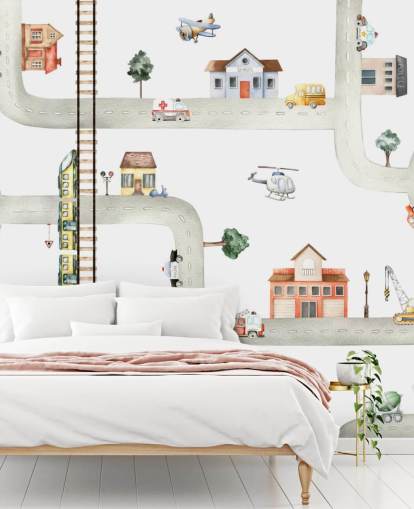 street, road and vehicle kids wallpaper