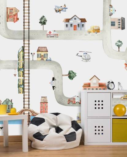 fondo de pantalla infantil de calles, carreteras y vehículos