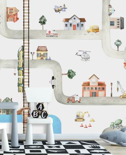 street, road and vehicle kids wallpaper