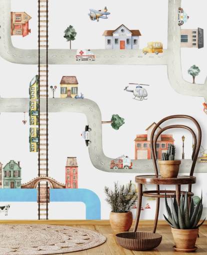 street, road and vehicle kids wallpaper