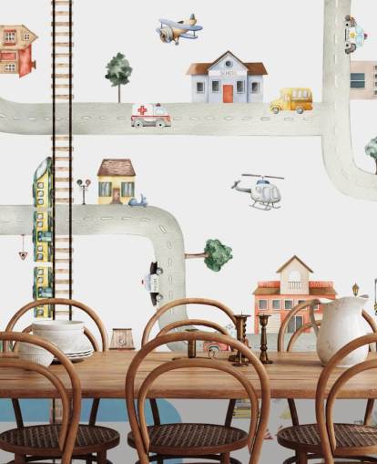 fondo de pantalla infantil de calles, carreteras y vehículos