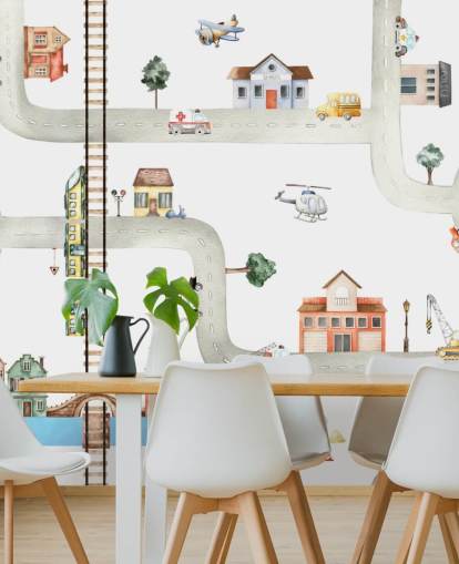 street, road and vehicle kids wallpaper