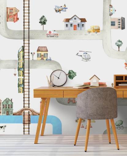 street, road and vehicle kids wallpaper