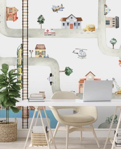 street, road and vehicle kids wallpaper