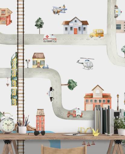 street, road and vehicle kids wallpaper