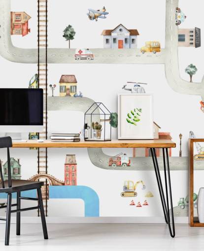 street, road and vehicle kids wallpaper