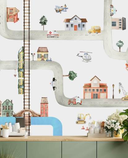 fondo de pantalla infantil de calles, carreteras y vehículos