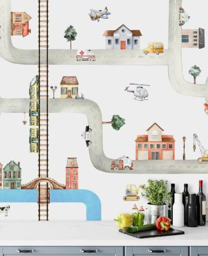 street, road and vehicle kids wallpaper