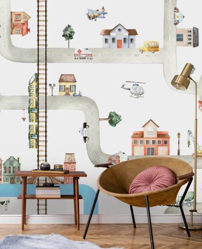 street, road and vehicle kids wallpaper