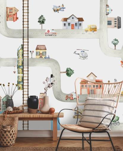 fondo de pantalla infantil de calles, carreteras y vehículos