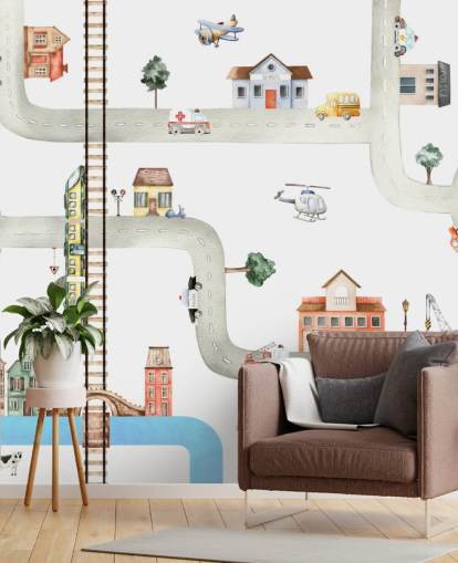 fondo de pantalla infantil de calles, carreteras y vehículos