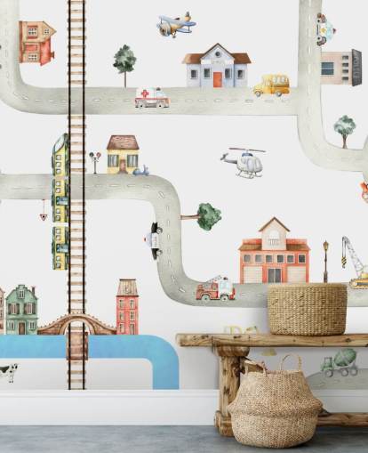 street, road and vehicle kids wallpaper