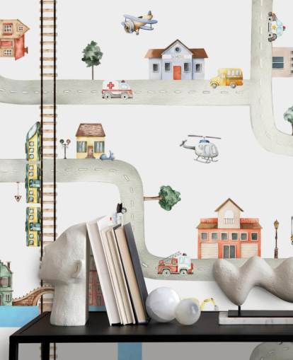 street, road and vehicle kids wallpaper