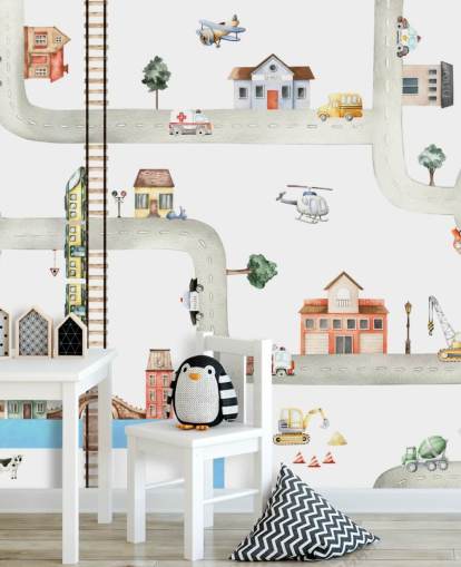 fondo de pantalla infantil de calles, carreteras y vehículos