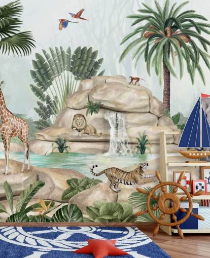 Hintergrundbild mit afrikanischen Tieren im Safari-Setting