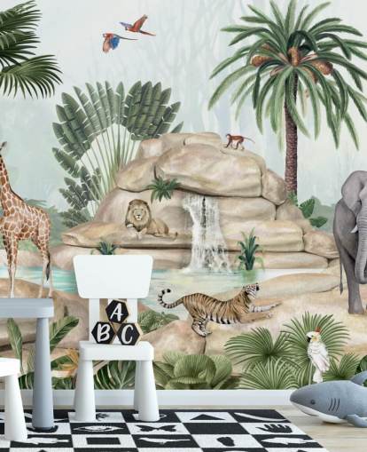 papel de parede de animais africanos em cenário de safári papel de parede de animais africanos em cenário de safári