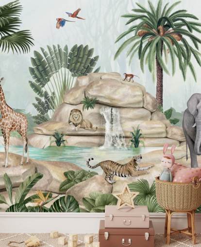 afrikaanse dieren in safari-setting behang