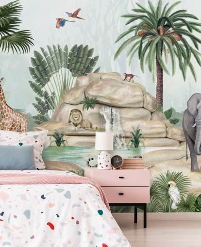 african animals in safari setting wallpaper