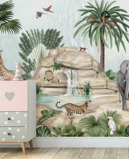 Hintergrundbild mit afrikanischen Tieren im Safari-Setting