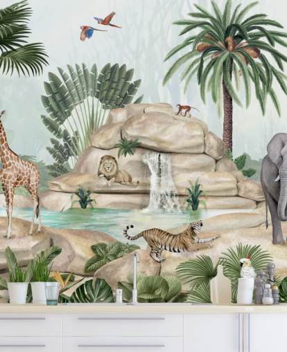 Hintergrundbild mit afrikanischen Tieren im Safari-Setting