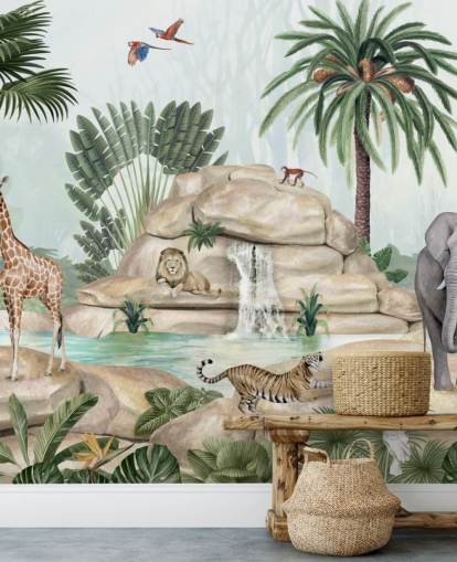 papel de parede de animais africanos em cenário de safári