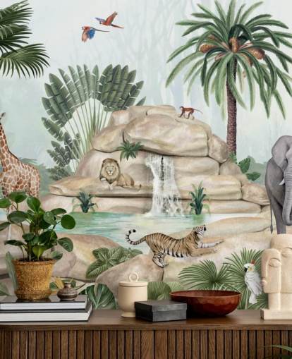 Hintergrundbild mit afrikanischen Tieren im Safari-Setting