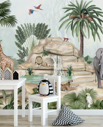 papel de parede de animais africanos em cenário de safári