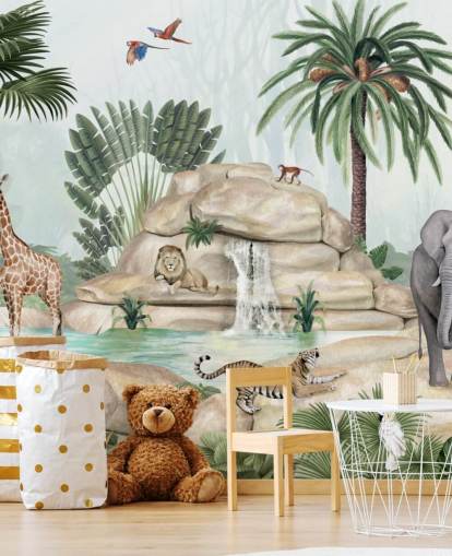 Hintergrundbild mit afrikanischen Tieren im Safari-Setting