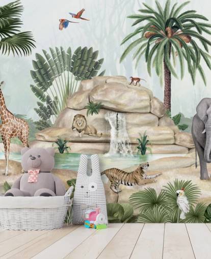 afrikaanse dieren in safari-setting behang