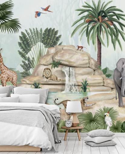 african animals in safari setting wallpaper