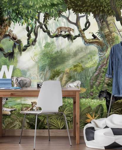 exotiska katter i tropisk regnskog tapet exotiska katter i tropisk regnskog tapet