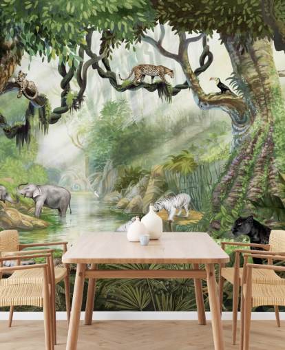 carta da parati con gatti esotici nella foresta pluviale tropicale carta da parati con gatti esotici nella foresta pluviale tropicale