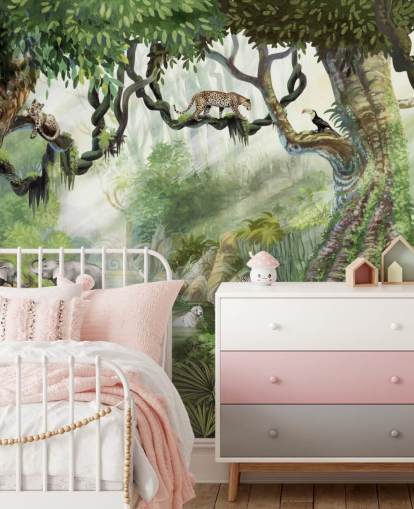 papier peint chats exotiques dans la forêt tropicale