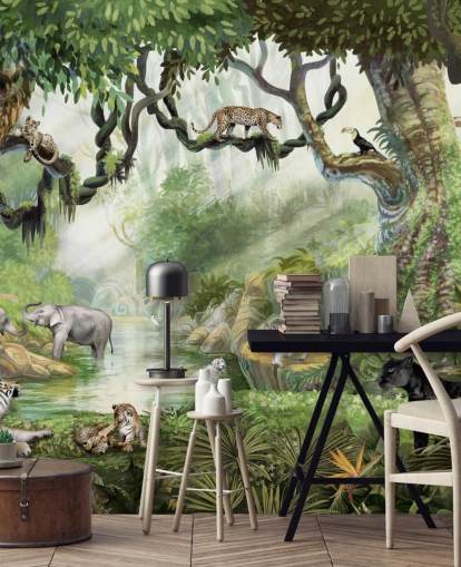 papier peint chats exotiques dans la forêt tropicale papier peint chats exotiques dans la forêt tropicale