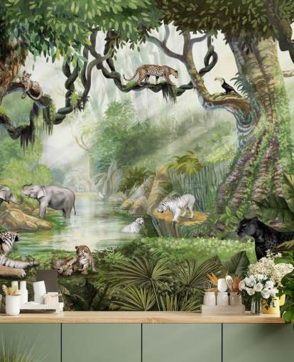papel de parede de gatos exóticos na floresta tropical