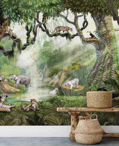 fondo de pantalla de gatos exóticos en la selva tropical