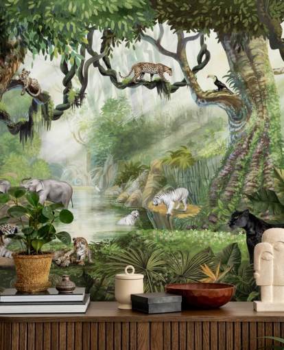 exotic cats in tropical rainforest wallpaper exotic cats in tropical rainforest wallpaper