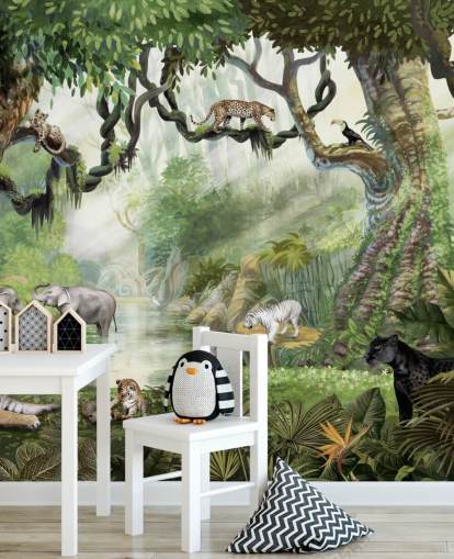 carta da parati con gatti esotici nella foresta pluviale tropicale carta da parati con gatti esotici nella foresta pluviale tropicale