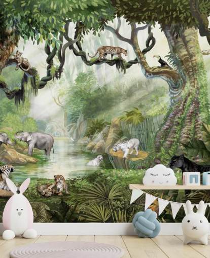 carta da parati con gatti esotici nella foresta pluviale tropicale carta da parati con gatti esotici nella foresta pluviale tropicale