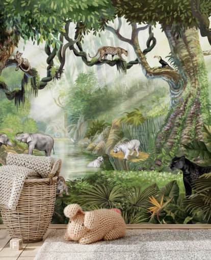 exotische katten in tropisch regenwoud behang exotische katten in tropisch regenwoud behang