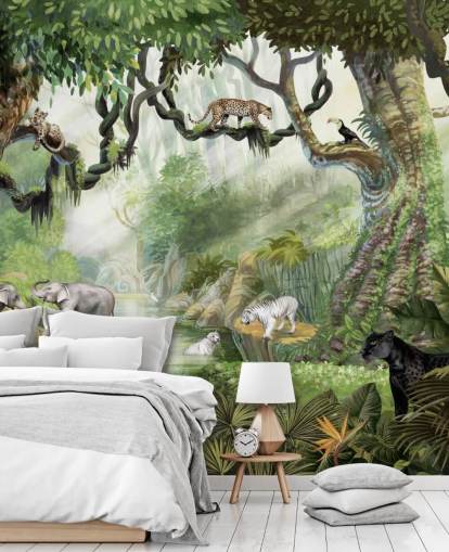 exotic cats in tropical rainforest wallpaper exotic cats in tropical rainforest wallpaper