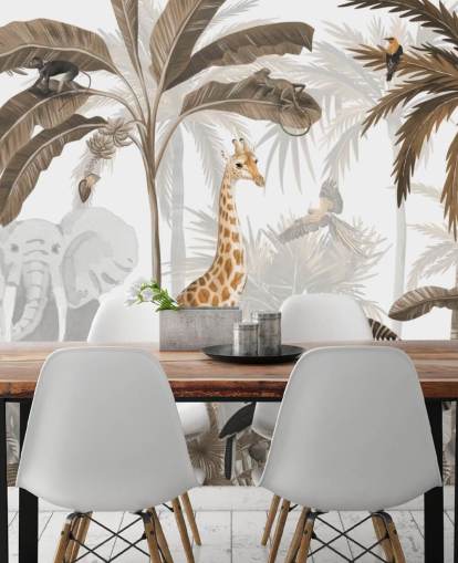 animals in sepia toned jungle wallpaper animals in sepia toned jungle wallpaper