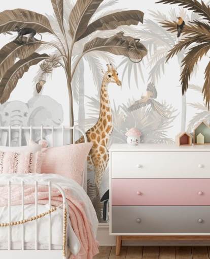 animais em papel de parede de selva em tons de sépia animais em papel de parede de selva em tons de sépia