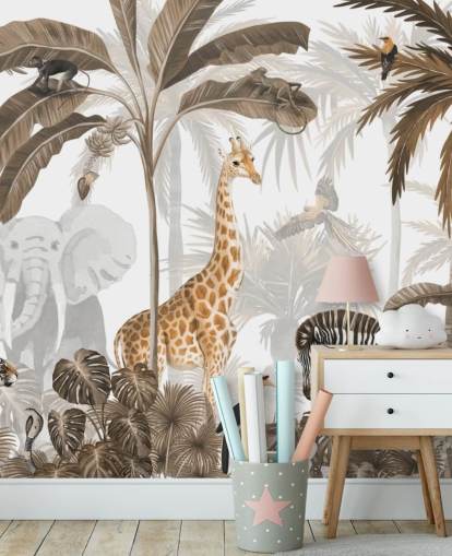 animals in sepia toned jungle wallpaper animals in sepia toned jungle wallpaper