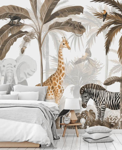 animals in sepia toned jungle wallpaper animals in sepia toned jungle wallpaper