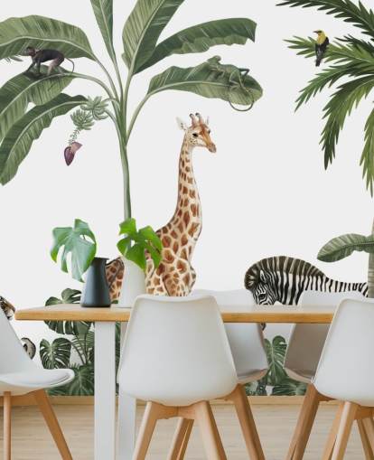 papier peint animaux de la jungle dans la forêt tropicale