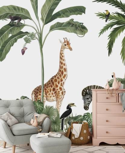 papier peint animaux de la jungle dans la forêt tropicale